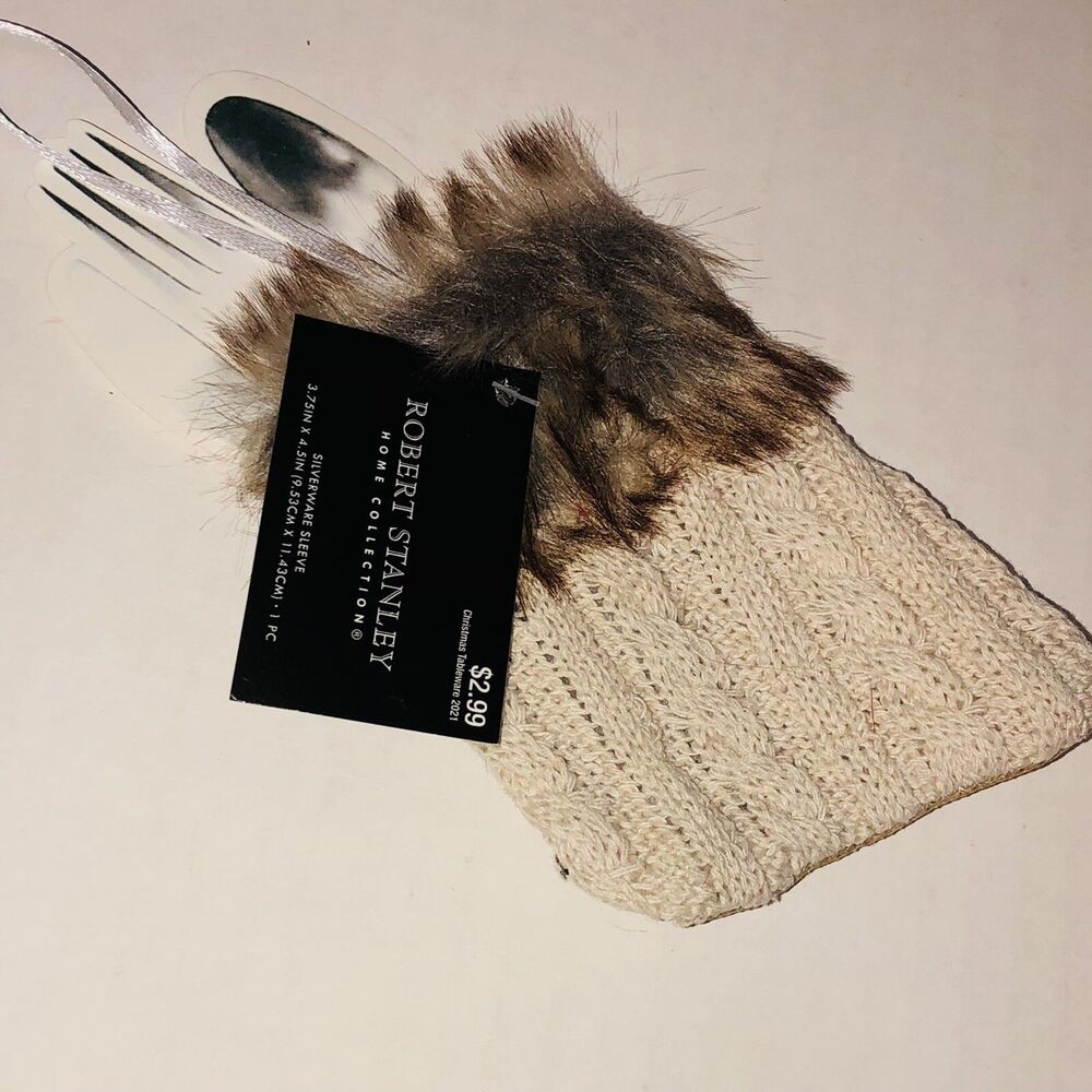 Robert Stanley Home Collection Silverware Sleeves Faux Fur Lined NIP